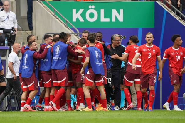 Football, UEFA Euro 2024, Euro 2024, group stage, Group A, Hungary Switzerland Cologne Stadium Swiss cheer
