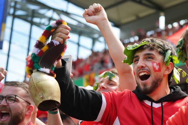 Football, UEFA Euro 2024, Euro 2024, group stage, Group A, Hungary Switzerland Cologne Stadium Swiss fans