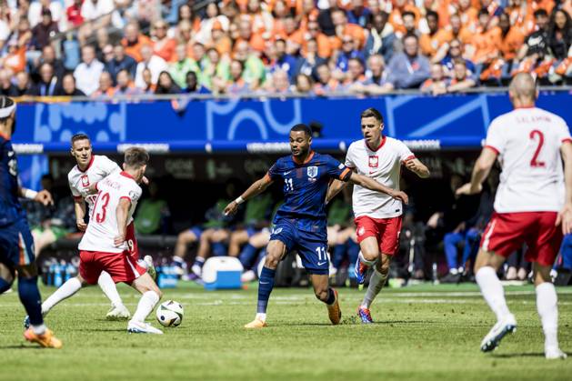 Poland v Netherlands, UEFA EURO, EM, Europameisterschaft,Fussball 2024, Hamburg, Germany Hamburg, Germany. 16th, June 2024. Cody Gakpo (11) of the Netherlands seen during the UEFA Euro 2024 match in Group D between Poland and the Netherlands at Volksparkstadion in Hamburg. Hamburg Germany Copyright: xGonzalesxPhoto LassexLagonix