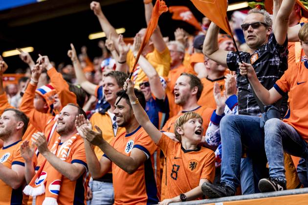 Poland v Netherlands, UEFA EURO, EM, Europameisterschaft,Fussball 2024, Hamburg, Germany Hamburg, Germany. 16th, June 2024. Football fans of the Netherlands seen in celebration on the stands during the UEFA Euro 2024 match in Group D between Poland and the Netherlands at Volksparkstadion in Hamburg. Hamburg Germany Copyright: xGonzalesxPhoto LassexLagonix