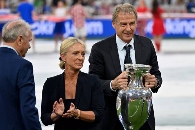 14 06 2024, xjrdrx, Football EM 2024, Germany Scotland emspor, v l Bernard Dietz Heidi Beckenbauer, the widow of Emperor Franz Beckenbauer Jürgen Juergen Klinsmann EM Cup DFL DFB REGULATIONS PROHIBIT ANY USE OF PHOTOGRAPHS as IMAGE SEQUENCES and or QUASI VIDEO Munich