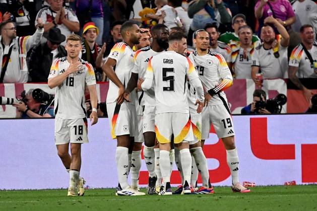 14 06 2024, xjrdrx, Football EM 2024, Germany Scotland emspor, v l goal celebration after the goal to celebrate the goal celebrate 5 1 by Emre Can German national football team DFB DFL DFB REGULATIONS PROHIBIT ANY USE OF PHOTOGRAPHS as IMAGE SEQUENCES and or QUASI VIDEO Munich