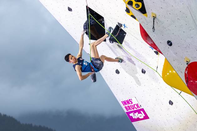 30 06 2024, Innsbruck, AUT, IFSC, Climbing World Cup Innsbruck 2024, men, lead climbing, final, in the picture Taisei Homma JPN Taisei Homma of Japan during the final of men Lead competition IFSC Climbing World Cup in Innsbruck, Austria on 2024 06 30 Expa Innsbruck  EP_gro