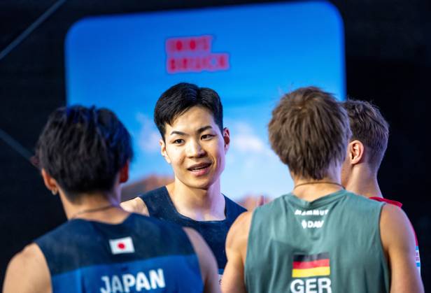 30 06 2024, Innsbruck, AUT, IFSC, Climbing World Cup Innsbruck 2024, men, lead climbing, final, in the picture Taisei Homma JPN Taisei Homma of Japan during the final of men Lead competition IFSC Climbing World Cup in Innsbruck, Austria on 2024 06 30 Expa Innsbruck  EP_gro