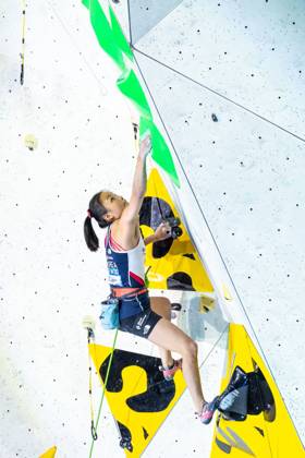 30 06 2024, Innsbruck, AUT, IFSC, Climbing World Cup Innsbruck 2024, women, lead climbing, final, in the picture Chaehyun Seo KOR Chaehyun Seo of Republic of Korea during the final of women Lead competition IFSC Climbing World Cup in Innsbruck, Austria on 2024 06 30 Expa Innsbruck  EP_gro
