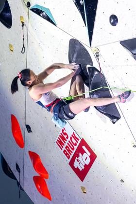 30 06 2024, Innsbruck, AUT, IFSC, Climbing World Cup Innsbruck 2024, women, lead climbing, final, in the picture Chaehyun Seo KOR Chaehyun Seo of Republic of Korea during the final of women Lead competition IFSC Climbing World Cup in Innsbruck, Austria on 2024 06 30 Expa Innsbruck  EP_gro