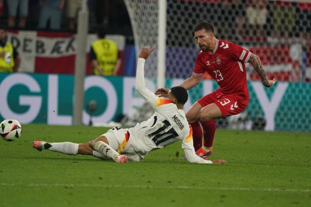 National team, Football, UEFA Euro2024, Euro 2024, Dortmund, Germany Denmark Jamal Musiala, Germany, Pierre Emile Hojbjerg Denmark
