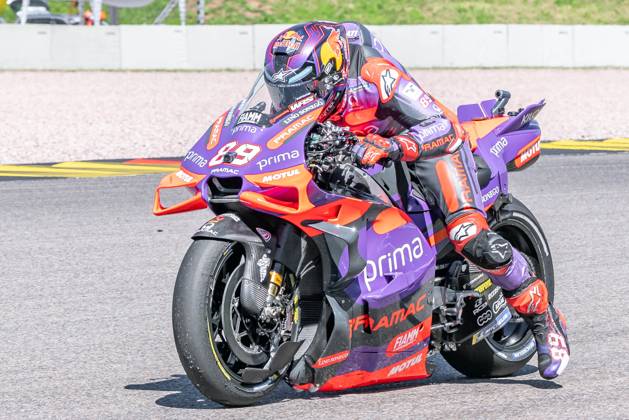 Hohenstein, Germany 05 07 July 2024 MotoGP Sachsenring Germany 2024 In the picture Jorge Martin SPA at the start rehearsal Copyright: xFotostandx xNachtigallx
