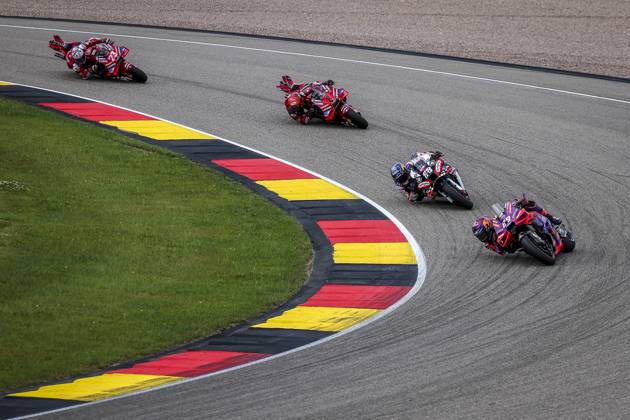 Sprint race of MotoGP Liqui Moly Motorrad Grand Prix Deutschland at Sachsenring Circuit. July 06 2024 In picture: Jorge Martin , Miguel Oliveira and Francesco Bagnaia Carrera al Sprint del Gran Premio Liqui Moly Motorrad de MotoGP de Alemania en el Circuito de Sachsenring, 06 de Julio de 2024 POOL MotoGP.com Cordon Press Images will be for editorial use only. Mandatory credit: MotoGP.com Cordon Press Cordon Press Cordon Press