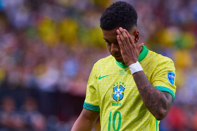 RECORD DATE NOT STATED Copa America USA 2024 Uruguay (4p) 0-0 (2p) Brazil - Quarter-final Rodrygo of Brazil during the CONMEBOL Copa America 2024 Quarter-final match between Uruguay and Brazil, at Allegiant Stadium, on July 06, 2024 in Las Vegas, Nevada, United States. LAS VEGAS NEVADA UNITED STATES Copyright: xJONATHANxDUENASx 20240706201718_CA_QF_2024_URU_BRA_RODRYGO84