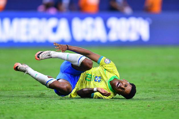 RECORD DATE NOT STATED Copa America USA 2024 Uruguay (4p) 0-0 (2p) Brazil - Quarter-final Rodrigo of Brazil during the CONMEBOL Copa America 2024 Quarter-final match between Uruguay and Brazil, at Allegiant Stadium, on July 06, 2024 in Las Vegas, Nevada, United States. LAS VEGAS NEVADA UNITED STATES Copyright: xAdrianxMaciasx 20240706215732_CA_QF_2024_URU_BRA_RODRYGO244