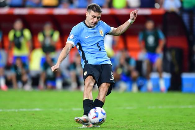 RECORD DATE NOT STATED Copa America USA 2024 Uruguay (4p) 0-0 (2p) Brazil - Quarter-final Manuel Ugarte of Uruguay during the CONMEBOL Copa America 2024 Quarter-final match between Uruguay and Brazil, at Allegiant Stadium, on July 06, 2024 in Las Vegas, Nevada, United States. LAS VEGAS NEVADA UNITED STATES Copyright: xIsaacxOrtizx 20240706220944_CA_QF_2024_URU_BRA_UGARTE276