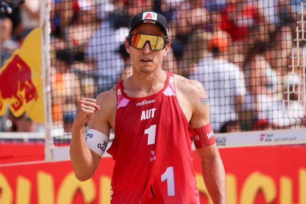 BEACHVOLLEYBALL - Beach Pro Vienna VIENNA,AUSTRIA,12.JUL.24 - Beach volleyball, Beachvolleyball - A1 Beach Pro Vienna. Image shows Julian Hoerl (AUT).  GEPAxpictures xMathiasxMandl