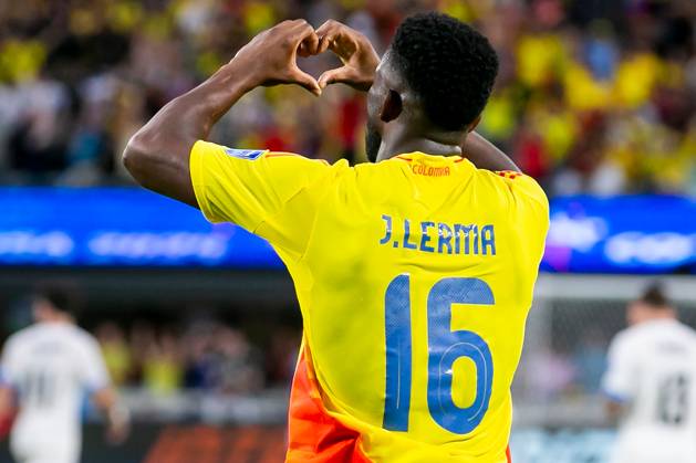 CHARLOTTE, NC - JULY 10: Colombia midfielder Jefferson Lerma (16) celebrates a goal scored during the CONMEBOL Copa America semifinal between Uruguay and Colombia on Wednesday July 10, 2024 at Bank of America Stadium in Charlotte, NC. (Photo by Nick Tre. Smith Icon Sportswire) SOCCER: JUL 10 CONMEBOL Copa America - Semifinals - Uruguay vs Colombia EDITORIAL USE ONLY Icon2407101376