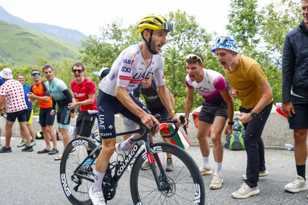 Tour de France 2024 - Stage 14 SAINT-LARY-SOULAN PLA D ADET, FRANCE - JULY 13 : Yates Adam (GBR) of UAE Team Emirates in action during stage 14 of the 111th edition of the Tour de France 2024 cycling race, a stage of 152 kms with start in Pau and finish in Saint-Lary-Soulan Pla d Adet on July 13, 2024 in Saint-Lary-Soulan Pla d Adet, France, 13 07 2024 Saint-Lary-Soulan Pla d Adet France  Copyright: xJanxDexMeuleneirx