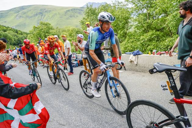 Tour de France 2024 - Stage 14 SAINT-LARY-SOULAN PLA D ADET, FRANCE - JULY 13 : Prodhomme Nicolas (FRA) of Decathlon AG2R La Mondiale Team in action during stage 14 of the 111th edition of the Tour de France 2024 cycling race, a stage of 152 kms with start in Pau and finish in Saint-Lary-Soulan Pla d Adet on July 13, 2024 in Saint-Lary-Soulan Pla d Adet, France, 13 07 2024 Saint-Lary-Soulan Pla d Adet France Copyright: xJanxDexMeuleneirx