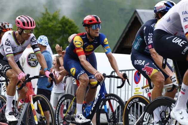 Tour de France 2024 - Stage 14 SAINT-LARY-SOULAN PLA D ADET, FRANCE - JULY 13 : Stuyven Jasper (BEL) of Lidl - Trek during stage 14 of the 111th edition of the Tour de France 2024 cycling race, a stage of 152 kms with start in Pau and finish in Saint-Lary-Soulan Pla d Adet on July 13, 2024 in Saint-Lary-Soulan Pla d Adet, France, 13 07 2024 Saint-Lary-Soulan Pla d Adet France Copyright: xJanxDexMeuleneirx