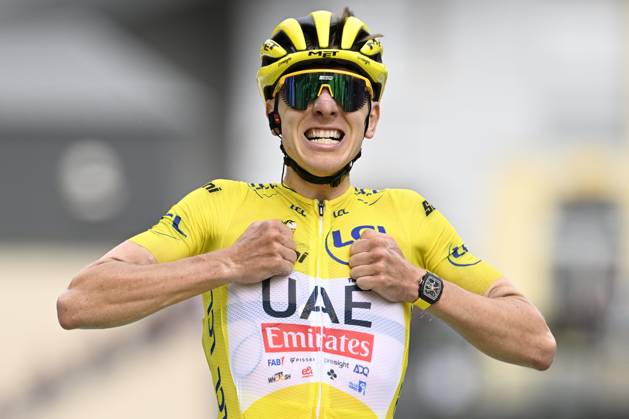 Tour de France 2024 - Stage 14 SAINT-LARY-SOULAN PLA D ADET, FRANCE - JULY 13 : Pogacar Tadej (SVN) of UAE Team Emirates winning stage 14 of the 111th edition of the Tour de France 2024 cycling race, a stage of 152 kms with start in Pau and finish in Saint-Lary-Soulan Pla d Adet on July 13, 2024 in Saint-Lary-Soulan Pla d Adet, France, 13 07 2024 Saint-Lary-Soulan Pla d Adet France Copyright: xNicoxVereeckenx
