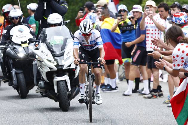 Tour de France 2024 - Stage 14 SAINT-LARY-SOULAN PLA D ADET, FRANCE - JULY 13 : Evenepoel Remco (BEL) of Soudal - Quick Step during stage 14 of the 111th edition of the Tour de France 2024 cycling race, a stage of 152 kms with start in Pau and finish in Saint-Lary-Soulan Pla d Adet on July 13, 2024 in Saint-Lary-Soulan Pla d Adet, France, 13 07 2024 Saint-Lary-Soulan Pla d Adet France Copyright: xJanxDexMeuleneirx