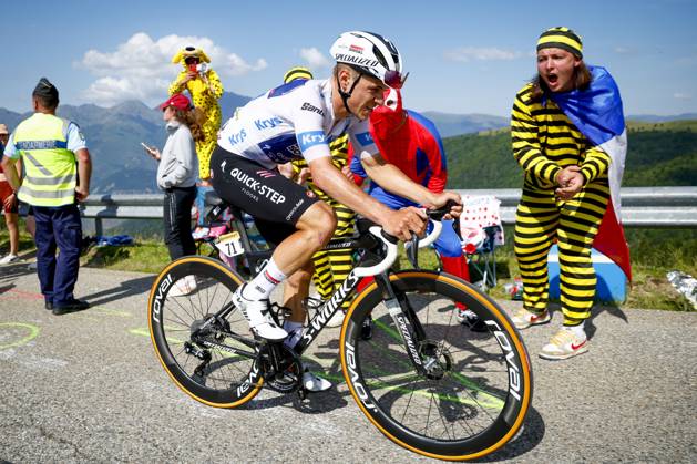 Tour de France 2024 - Stage 15 PLATEAU DE BEILLE, FRANCE - JULY 14 : Evenepoel Remco (BEL) of Soudal - Quick Step during stage 15 of the 111th edition of the Tour de France 2024 cycling race, a stage of 198 kms with start in Loudenvielle and finish in Plateau de Beille on July 14, 2024 in Plateau de Beille, France, 14 07 2024 Plateau de Beille France Copyright: xJanxDexMeuleneirx