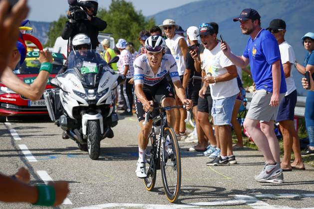 Tour de France 2024 - Stage 15 PLATEAU DE BEILLE, FRANCE - JULY 14 : Evenepoel Remco (BEL) of Soudal - Quick Step during stage 15 of the 111th edition of the Tour de France 2024 cycling race, a stage of 198 kms with start in Loudenvielle and finish in Plateau de Beille on July 14, 2024 in Plateau de Beille, France, 14 07 2024 Plateau de Beille France Copyright: xJanxDexMeuleneirx