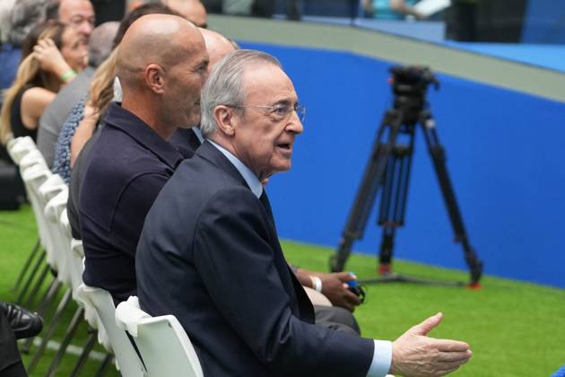 Presentation Kylian Mbappe In Real Madrid - Spain Florentino Pérez during his presentation as a new player of Real Madrid CF at Santiago Bernabeu stadium in Madrid, Spain, on July 16, 2024. Photo by Laurent Lairys ABACAPRESS.COM Madrid Spain Copyright: xLairysxLaurent ABACAx