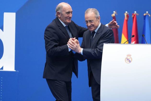 Presentation Kylian Mbappe In Real Madrid - Spain Florentino Pérez during his presentation as a new player of Real Madrid CF at Santiago Bernabeu stadium in Madrid, Spain, on July 16, 2024. Photo by Laurent Lairys ABACAPRESS.COM Madrid Spain Copyright: xLairysxLaurent ABACAx