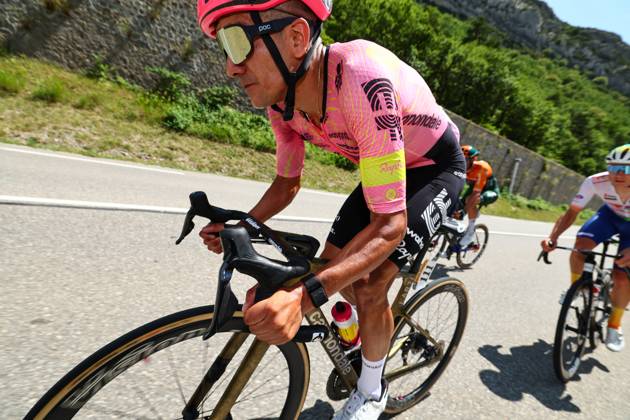 Ecuadorian Richard Carapaz of EF Education-EasyPost pictured in action during stage 17 of the 2024 Tour de France cycling race, from Saint-Paul-Trois-Châteaux to Superdevoluy (177,8 km), in France, on Wednesday 17 July 2024. The 111th edition of the Tour de France starts on Saturday 29 June and will finish in Nice, France on 21 July. DAVIDxPINTENS x96588528x
