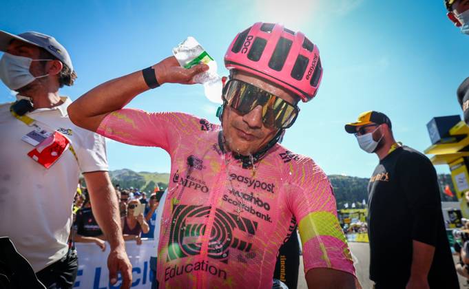 Ecuadorian Richard Carapaz of EF Education-EasyPost pictured after stage 17 of the 2024 Tour de France cycling race, from Saint-Paul-Trois-Châteaux to Superdevoluy (177,8 km), in France, on Wednesday 17 July 2024. The 111th edition of the Tour de France starts on Saturday 29 June and will finish in Nice, France on 21 July. DAVIDxPINTENS x96592438x