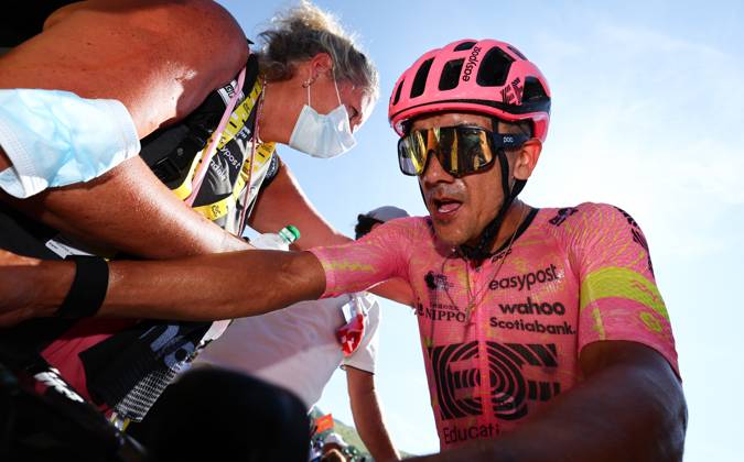 Ecuadorian Richard Carapaz of EF Education-EasyPost pictured after stage 17 of the 2024 Tour de France cycling race, from Saint-Paul-Trois-Châteaux to Superdevoluy (177,8 km), in France, on Wednesday 17 July 2024. The 111th edition of the Tour de France starts on Saturday 29 June and will finish in Nice, France on 21 July. DAVIDxPINTENS x96592439x