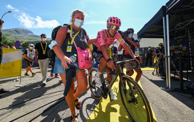 Ecuadorian Richard Carapaz of EF Education-EasyPost pictured after stage 17 of the 2024 Tour de France cycling race, from Saint-Paul-Trois-Châteaux to Superdevoluy (177,8 km), in France, on Wednesday 17 July 2024. The 111th edition of the Tour de France starts on Saturday 29 June and will finish in Nice, France on 21 July. DAVIDxPINTENS x96592445x