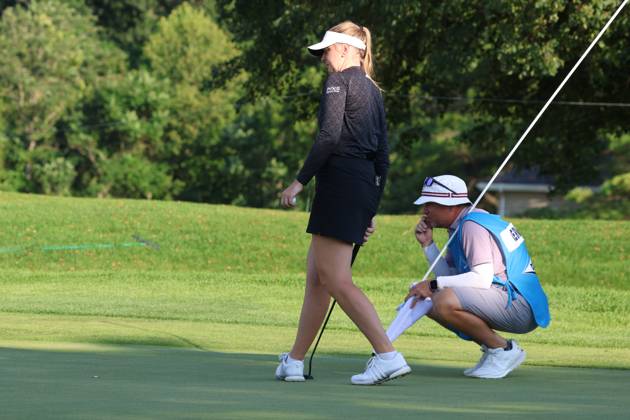SYLVANIA, OH - JULY 18: LPGA, Golf Damen golfer Adela Cernousek putts on the 9th hole during the first round of the 2024 Dana Open on July 18, 2024, at Highland Meadows Golf Club in Sylvania, Ohio. (Photo by Brian Spurlock Icon Sportswire) GOLF: JUL 18 LPGA Dana Open EDITORIAL USE ONLY Icon24071882