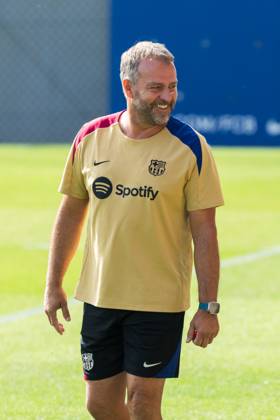 (240720) -- BARCELONA, July 20, 2024 -- FC Barcelona, Barca s head coach Hansi Flick attends a training session at the Joan Gamper training ground, near Barcelona, Spain, on July 19, 2024. (Photo by Xinhua) (SP)SPAIN-BARCELONA-FOOTBALL-TRAINING SESSION Joanxgosa