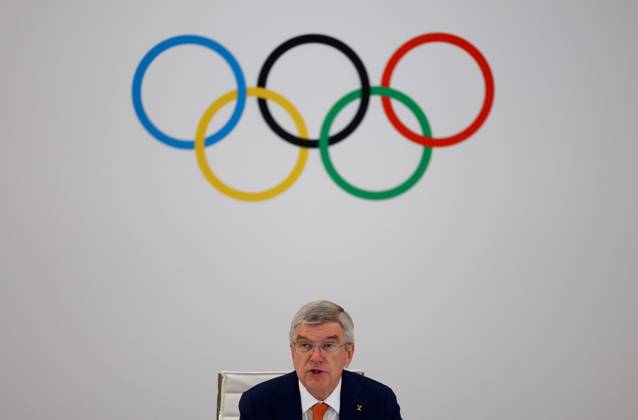 (240720) -- PARIS, July 20, 2024 -- International Olympic Committee (IOC) President Thomas Bach delivers a speech during the IOC Executive Board meeting in Paris, July 20, 2024. ( Reuters Pool via Xinhua) (SP)FRANCE-PARIS Olympic Games, Olympische Spiele, Olympia, OS IOC-EXECUTIVE BOARD MEETING KaixPfaffenbach
