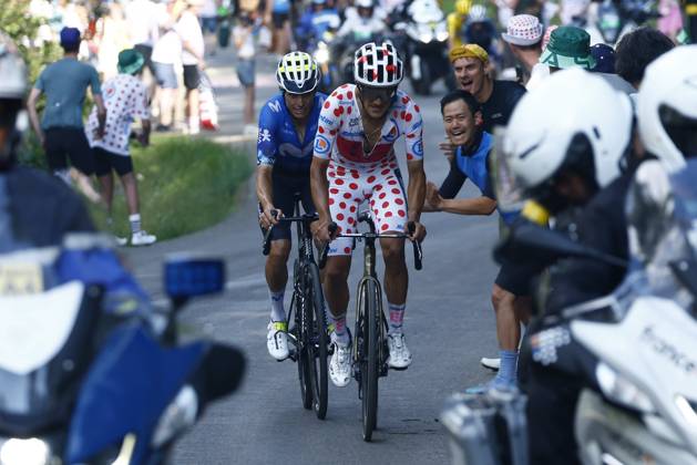 Tour de France 2024 - Stage 20 COL DE LA COUILLOLE, FRANCE - JULY 20 : Carapaz Richard (ECU) of EF Education - EasyPost, Mas Enric (ESP) of Movistar Team during stage 20 of the 111th edition of the Tour de France 2024 cycling race, a stage of 132,8 kms with start in Nice and finish in Col de la Couillole on July 20, 2024 in Col de la Couillole, France, 20 07 2024 Col de la Couillole France Copyright: xJanxDexMeuleneirx