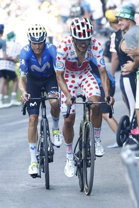 Tour de France 2024 - Stage 20 COL DE LA COUILLOLE, FRANCE - JULY 20 : Carapaz Richard (ECU) of EF Education - EasyPost, Mas Enric (ESP) of Movistar Team during stage 20 of the 111th edition of the Tour de France 2024 cycling race, a stage of 132,8 kms with start in Nice and finish in Col de la Couillole on July 20, 2024 in Col de la Couillole, France, 20 07 2024 Col de la Couillole France Copyright: xJanxDexMeuleneirx