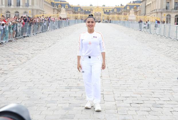 Paris 2024, Olympics, Salma Hayek takes part in the torch relay