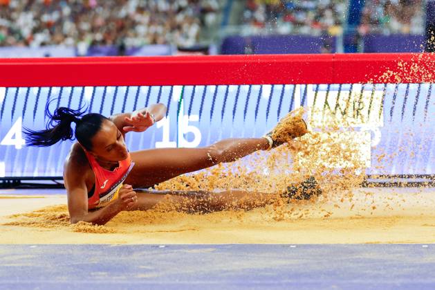 August 3, 2024, Paris, Paris, FRANCE: Ana Peleteiro-Compaore of Spain competes during the Women s Triple Jump Final of the Athletics at Stade de France during the Paris 2024 Olympics Games on August 3, 2024 in Paris, France. Paris FRANCE - ZUMAa181 20240803_zaa_a181_304 Copyright: xAntonioxMartinezx