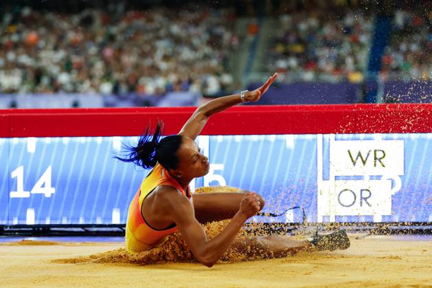 August 3, 2024, Paris, Paris, FRANCE: Ana Peleteiro-Compaore of Spain competes during the Women s Triple Jump Final of the Athletics at Stade de France during the Paris 2024 Olympics Games on August 3, 2024 in Paris, France. Paris FRANCE - ZUMAa181 20240803_zaa_a181_332 Copyright: xAntonioxMartinezx