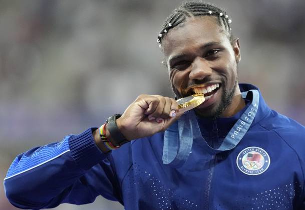 Paris 2024, Leichtathletik, Männer, 100m, Siegerehrung