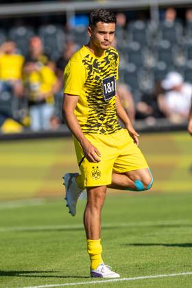 06 08 2024, Football test match, season 2024 2025, Borussia Moenchengladbach FC Villareal in Altach Kjell Arik Waetjen Borussia Dortmund, 38 is on the pitch and tests his taped knee Photo Kirchner Media DI Copyright: xKirchner-Media DIx