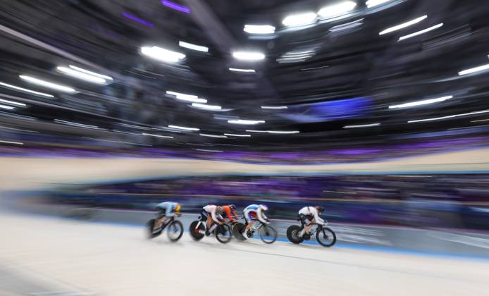 OLYMPICS - Olympic Summer Games 2024 PARIS,FRANCE,08.AUG.24 - OLYMPICS, CYCLING - Olympic Summer Games Paris 2024, mens omnium. Image shows a feature with athletes. GEPAxpictures xHaraldxSteiner