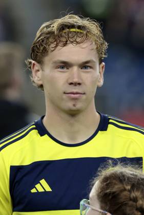 FOXBOROUGH, MA - AUGUST 06: Nashville SC left winger Jacob Shaffelburg (14) before a Leagues Cup match between the New England Revolution and Nashville SC on August 6, 2024, at Gillette Stadium in Foxborough, Massachusetts. (Photo by Fred Kfoury III Icon Sportswire) SOCCER: AUG 06 Leagues Cup - New England Revolution vs Nashville SC EDITORIAL USE ONLY Icon482240806052