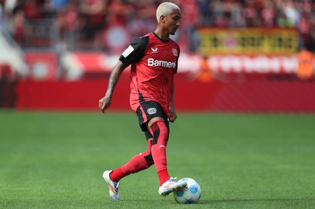 Arthur Bayer 04 Leverkusen in action, on the ball, individual action, test match, Bayer 04 Leverkusen vs Real Betis Sevilla, BayArena on August 10, 2024 in Leverkusen, Germany Photo by Oliver Kaelke DeFodi Images Arthur Bayer 04 Leverkusen controls the ball, test match, Bayer 04 Leverkusen vs Real Betis Sevilla, BayArena on August 10, 2024 in Leverkusen, Germany Photo by Oliver Kaelke DeFodi Images Defodi 678 2024 08 10 OK LEVRBS 0811 Defodi-678