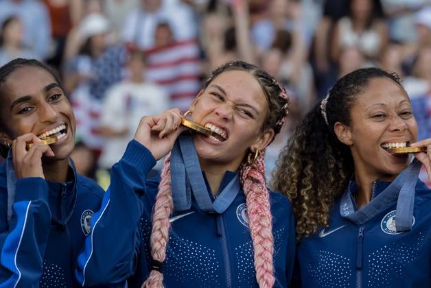August 10, 2024, Paris, Ile de France, France: Team USA celebrates after defeating Team Brazil in the Women s Soccer Finals for the Gold Medal at the le Parc de Princes Stadium with a score of 0-1 during the 2024 Paris Summer Olympics. Paris France - ZUMAa161 20240810_oly_a161_001 Copyright: xWalterxArcex