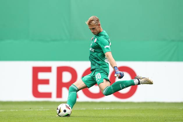 18 08 2024, xtgx, Fußball DFB Pokal 1 Runde, FC Hansa Rostock Hertha BSC Berlin emspor, v l Max Hagemoser Rostock, 30 DFL DFB REGULATIONS PROHIBIT ANY USE OF PHOTOGRAPHS as IMAGE SEQUENCES and or QUASI VIDEO Rostock