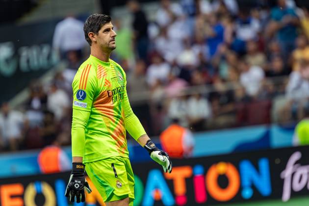 UEFA Super Cup 2024 Final match: Real Madrid Vs Atalanta BC in Warsaw, Poland - 14 Aug 2024 Thibaut Courtois of Real seen during the UEFA Super Cup 2024 Final match between Real Madrid and Atalanta BC at PGE Narodowy stadium in Warsaw. Final score; Real Madrid 2:0. Atalanta BC. Warsaw Poland Copyright: xMiko?ajxBarbanellx xSOPAxImagesx MBarbanell_UEFASC2024_14082024_29