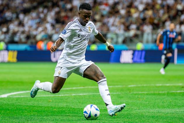 UEFA Super Cup 2024 Final match: Real Madrid Vs Atalanta BC in Warsaw, Poland - 14 Aug 2024 Vinicius Junior of Real seen in action during the UEFA Super Cup 2024 Final match between Real Madrid and Atalanta BC at PGE Narodowy stadium in Warsaw. Final score; Real Madrid 2:0. Atalanta BC. Warsaw Poland Copyright: xMiko?ajxBarbanellx xSOPAxImagesx MBarbanell_UEFASC2024_14082024_35
