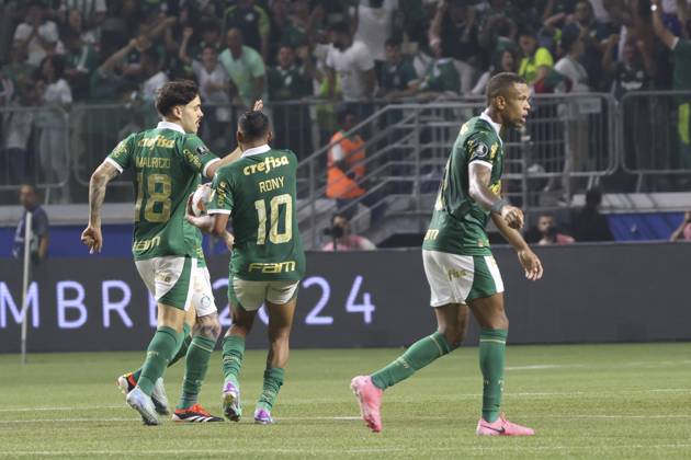 Match between Palmeiras and Botafogo for the Conmebol Libertadores 2024 Sao Paulo (SP), 08 21 2024 - LIBERTADORES PALMEIRAS X BOTAFOGO - Palmeiras player Rony scores and celebrates his goal in a match between Palmeiras and Botafogo, valid for the second leg of the round of 16 of the Copa Conmebol Libertadores, on the night of this Wednesday, August 21, 2024, at Allianz Parque, in Sao Paulo-SP. (Foto: Leco Viana Thenews2 imago images) SPO Copyright: xLecoxVianax