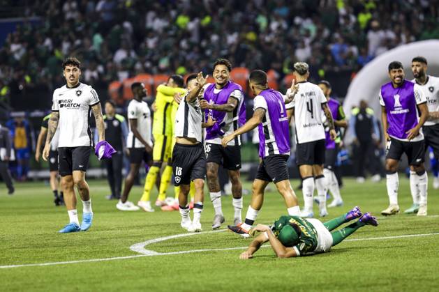 Match between Palmeiras and Botafogo for the Conmebol Libertadores 2024 Sao Paulo (SP), 08 21 2024 - LIBERTADORES PALMEIRAS X BOTAFOGO - Palmeiras players lament the defeat, during the match between Palmeiras and Botafogo, valid for the second leg of the round of 16 of the Copa Conmebol Libertadores, on the night of this Wednesday, August 21, 2024, at Allianz Parque, in Sao Paulo-SP. (Foto: Pedro Paulo Diaz Thenews2 imago images) SPO Copyright: xPedroxPauloxDiazx
